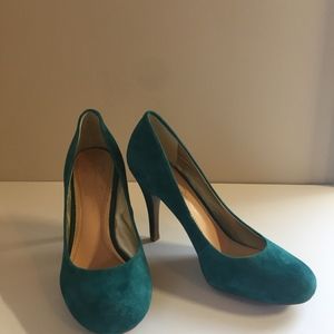 Jessica Simpson Teal Oscar Suede Round Toe Pump